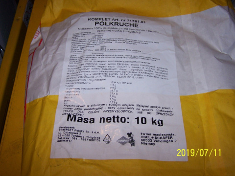 Ciasto Komplet półkruche - 10 kg Ciasto Komplet półkruche - 10 kg
